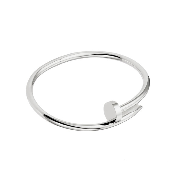 Nail Cuff Bangle Bracelet in Silver - Picture 2 of 8
